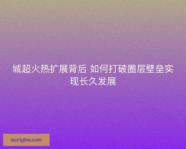 城超火热扩展背后 如何打破圈层壁垒实现长久发展